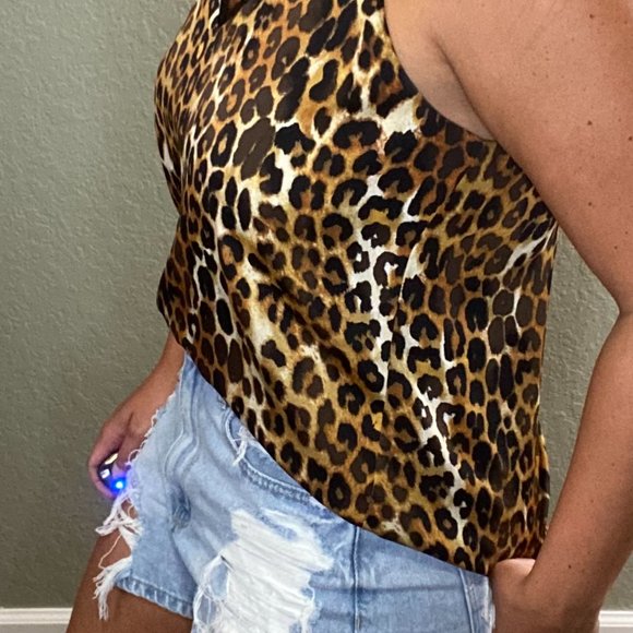 Leopard Print Lace Trim Cami - Picture 2 of 6